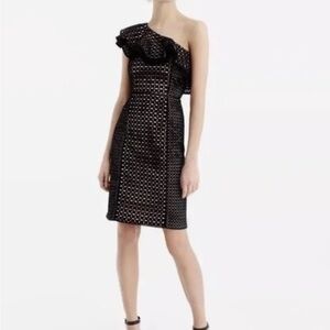 J. Crew One Shoulder Black Eyelet Dress size 14